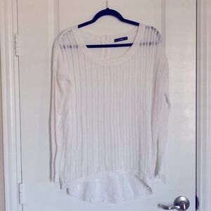 DUNNES Women’s Crochet Sheer Linen Blend High-Low Lightweight Sweater Size 14